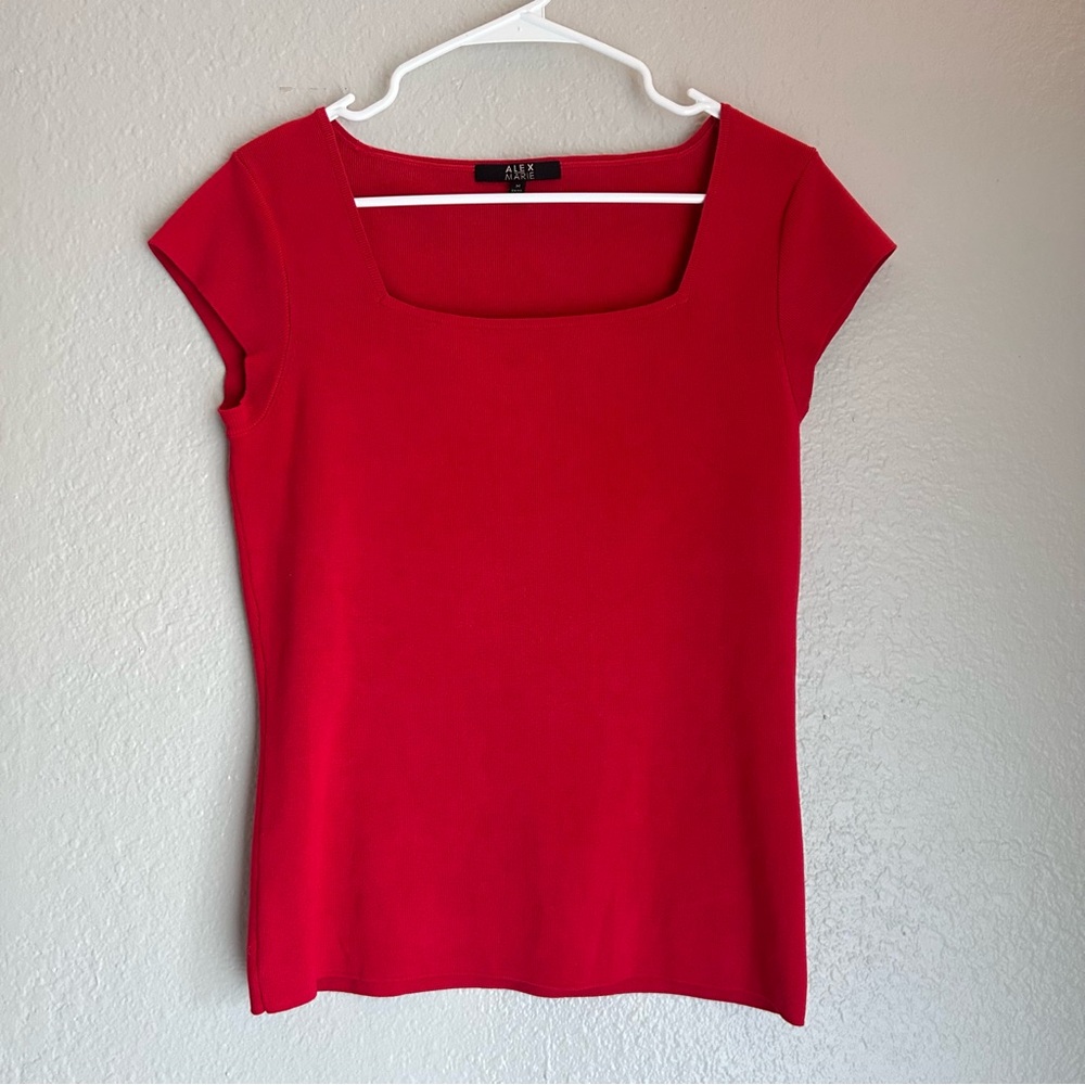 Gorgeous Alex Marie Red Square Neck Short Sleeve Top